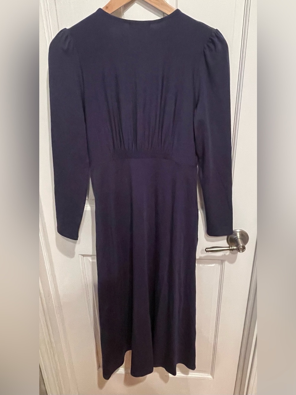 Quince Navy Long-Sleeve V-Neck Maxi Dress XS - Picture 5 of 7